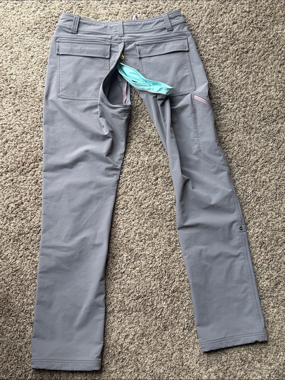 SheFly Women’s gray/purple technical Outdoor Pants w/hidden zipper, Sz. 6 - Picture 7 of 14